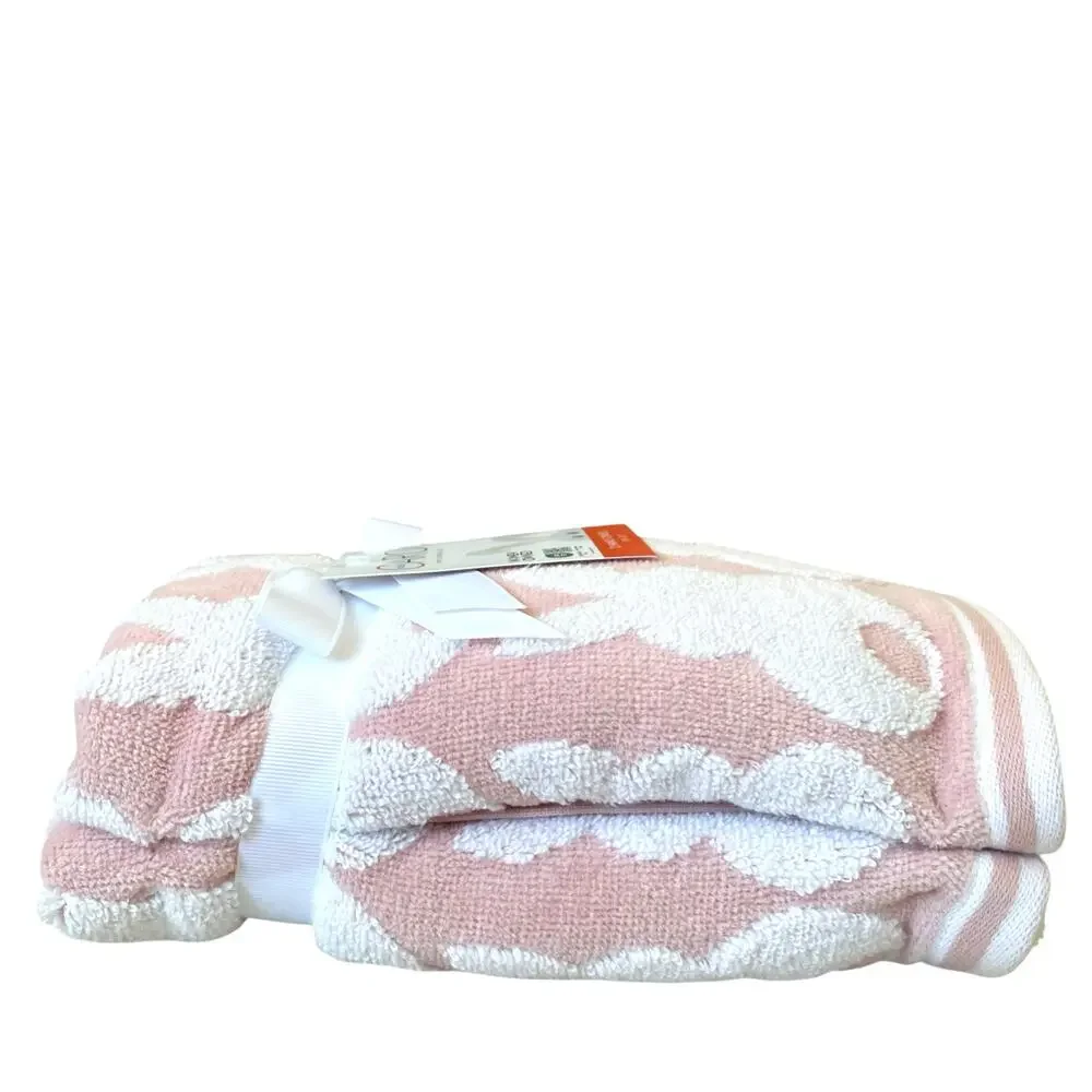 NEW Caro Hand Towels 2pk Pink & White Easter Bunny Rabbit 18x28
